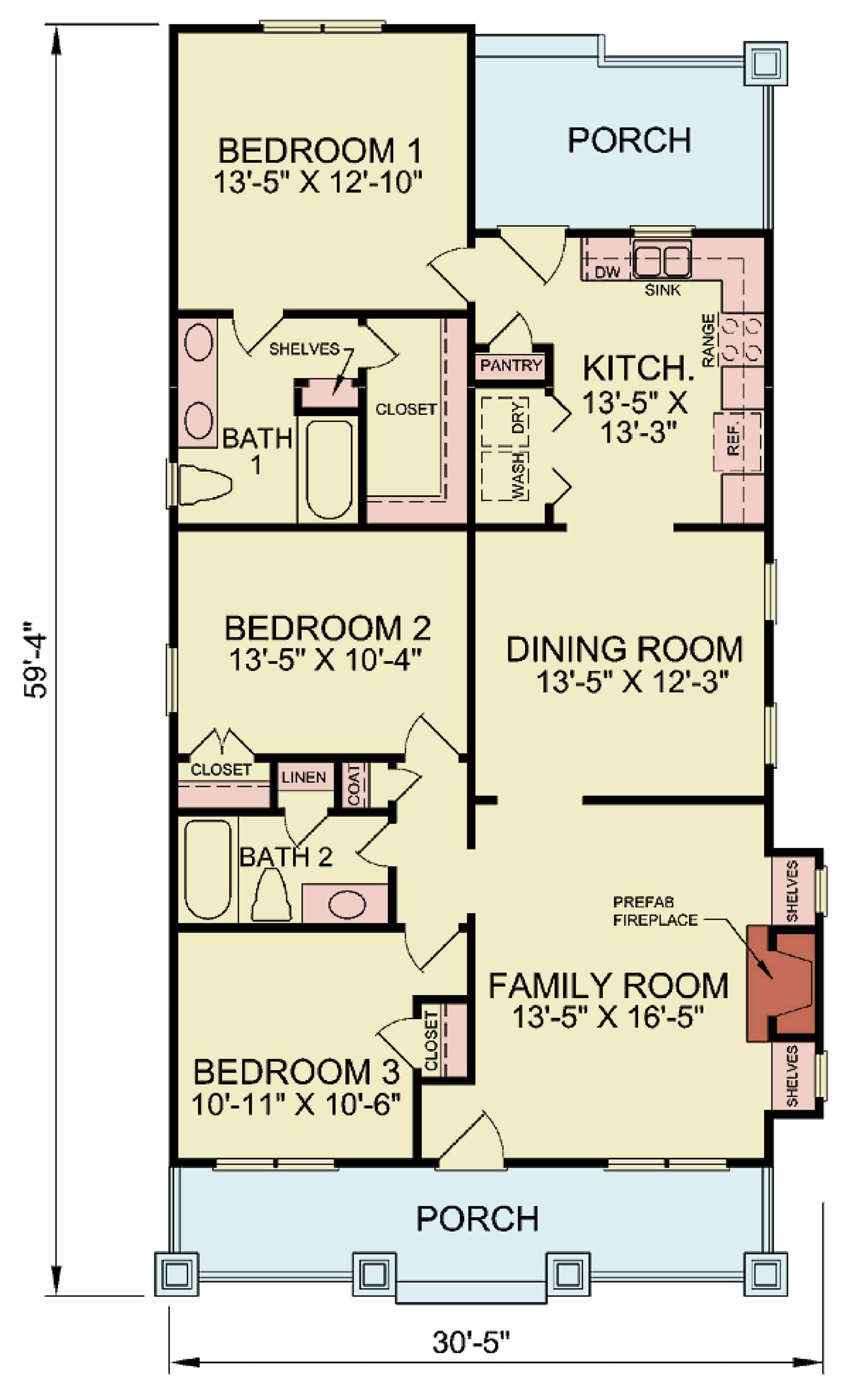 Main Level of Craftsman Plan #198-1281