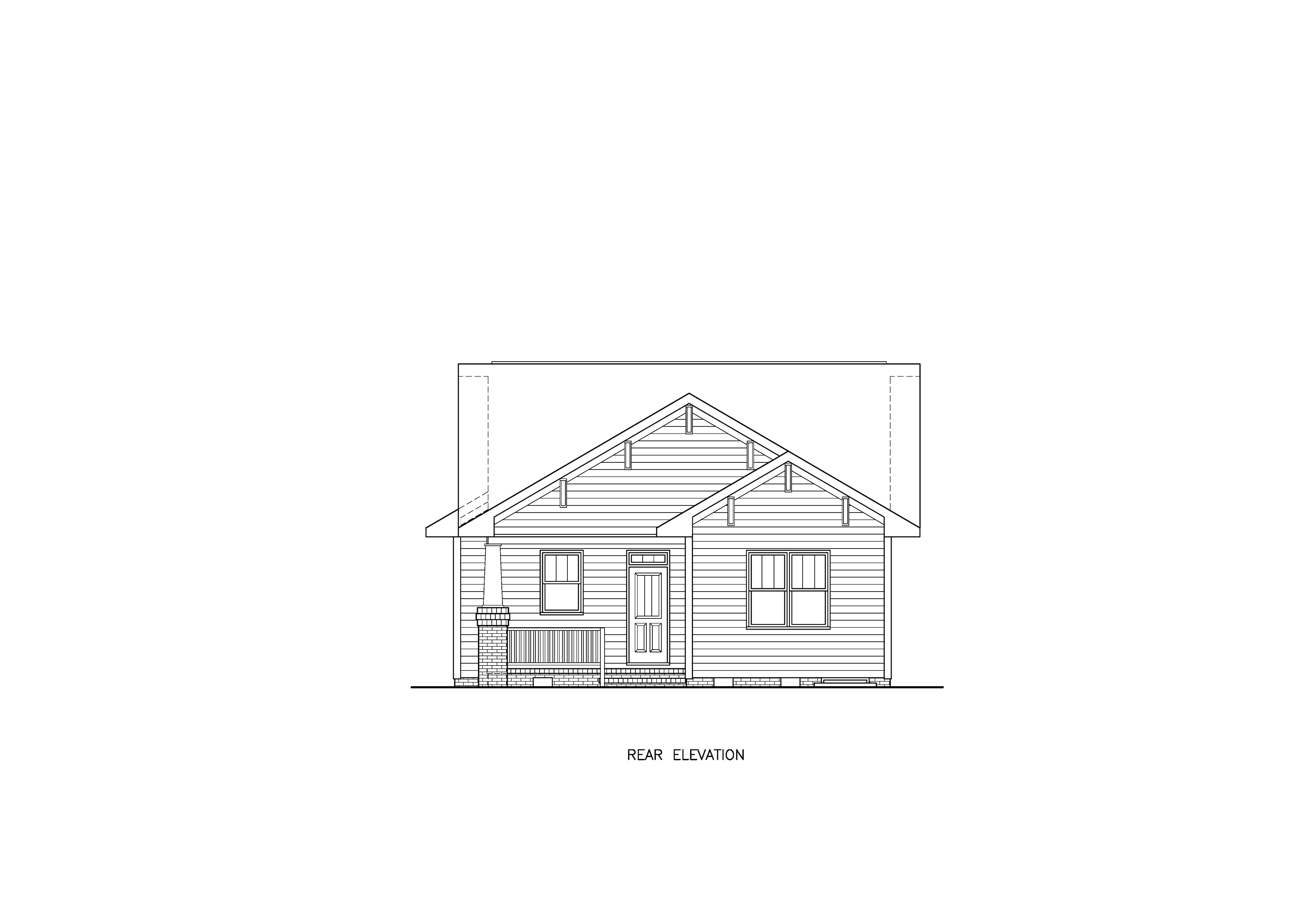 Home Plan Rear Elevation of this 3-Bedroom,1382 Sq Ft Plan -198-1281