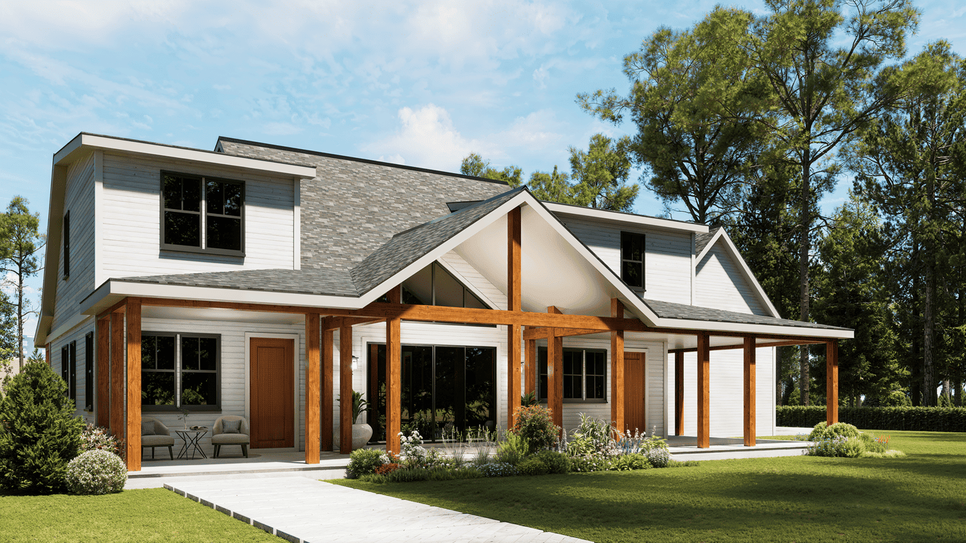 Rear View of this 3-Bedroom,2694 Sq Ft Plan -198-1283