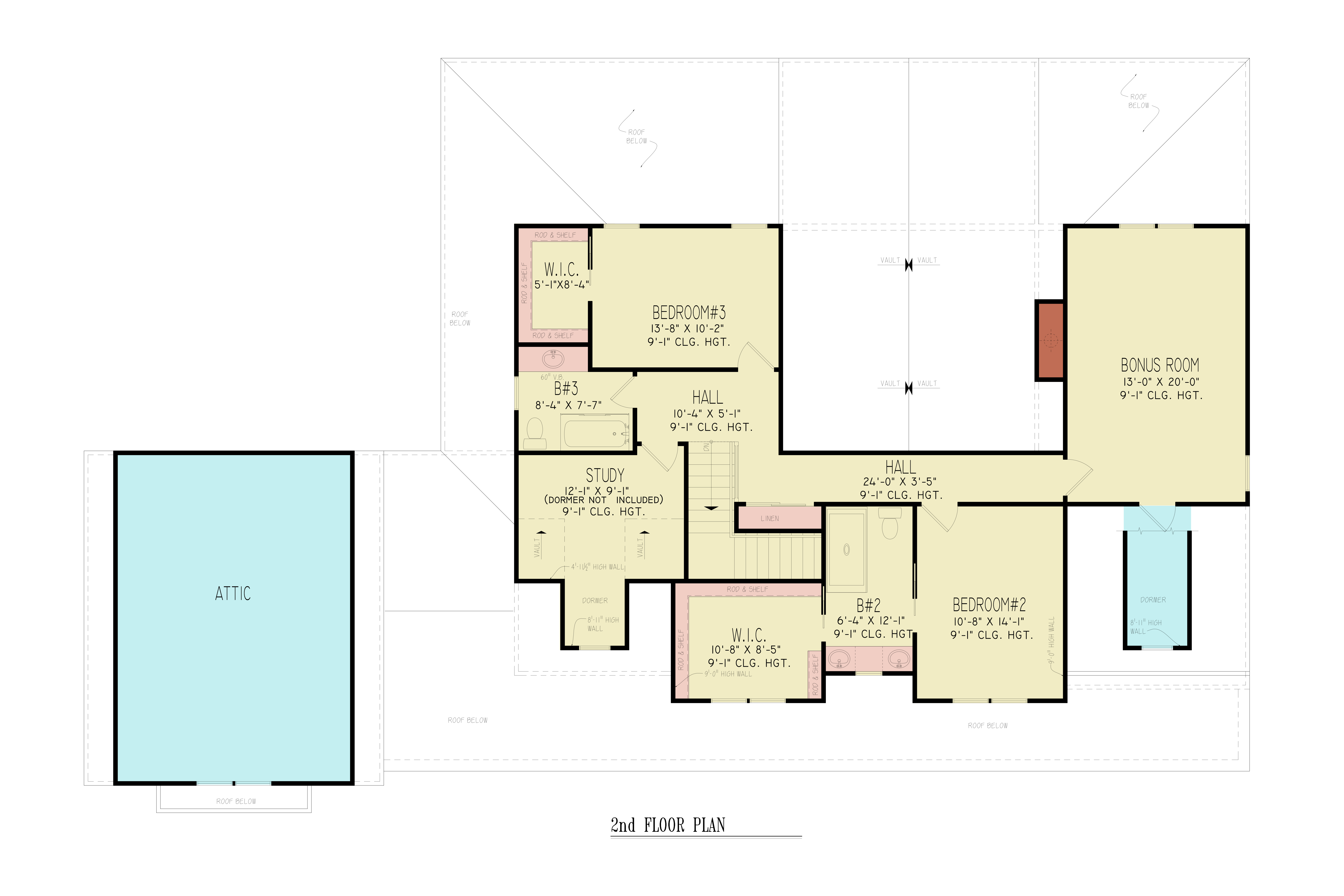 Upper Level of Modern Farmhouse Plan #198-1283