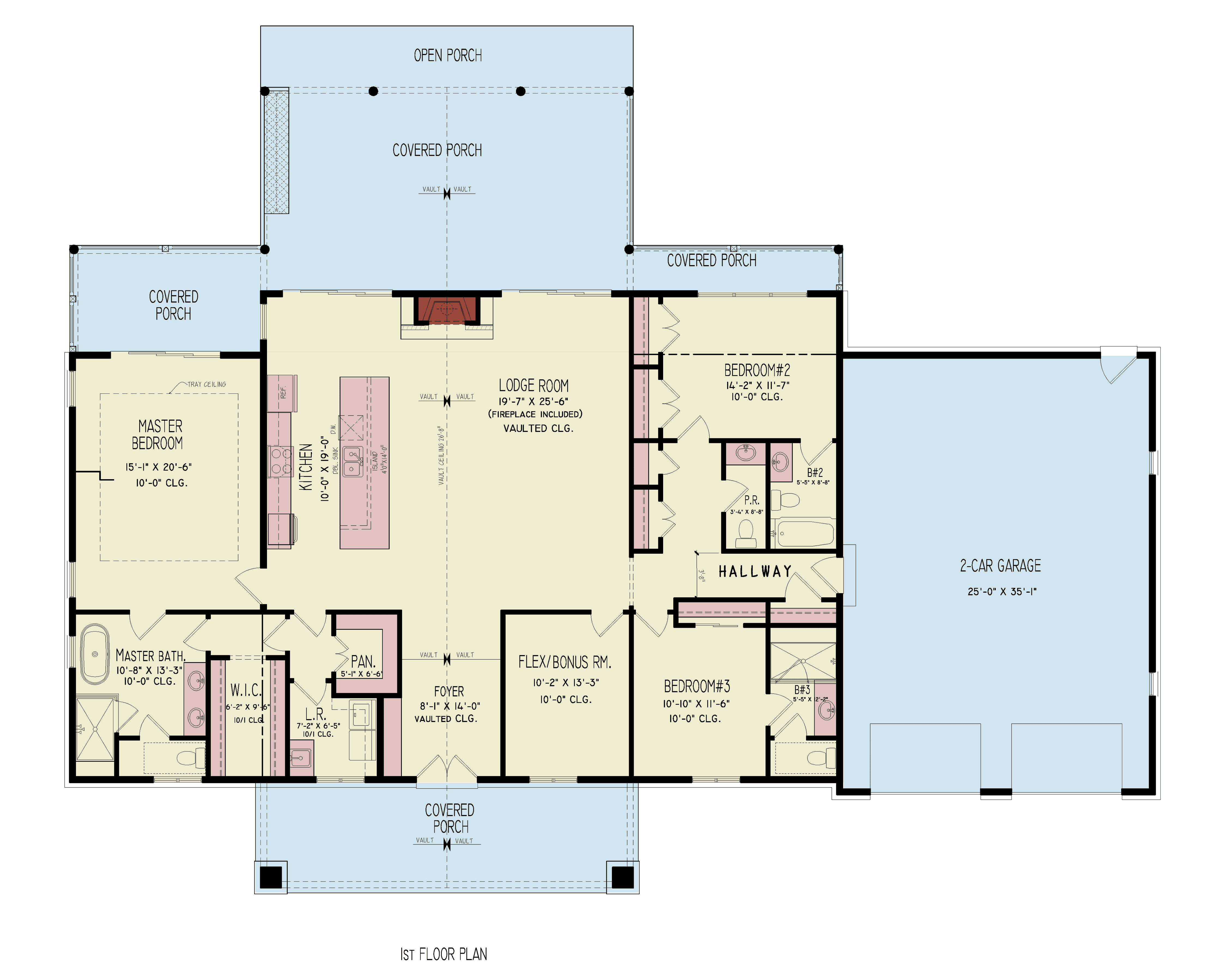 Main Level of Modern Farmhouse Plan #198-1285