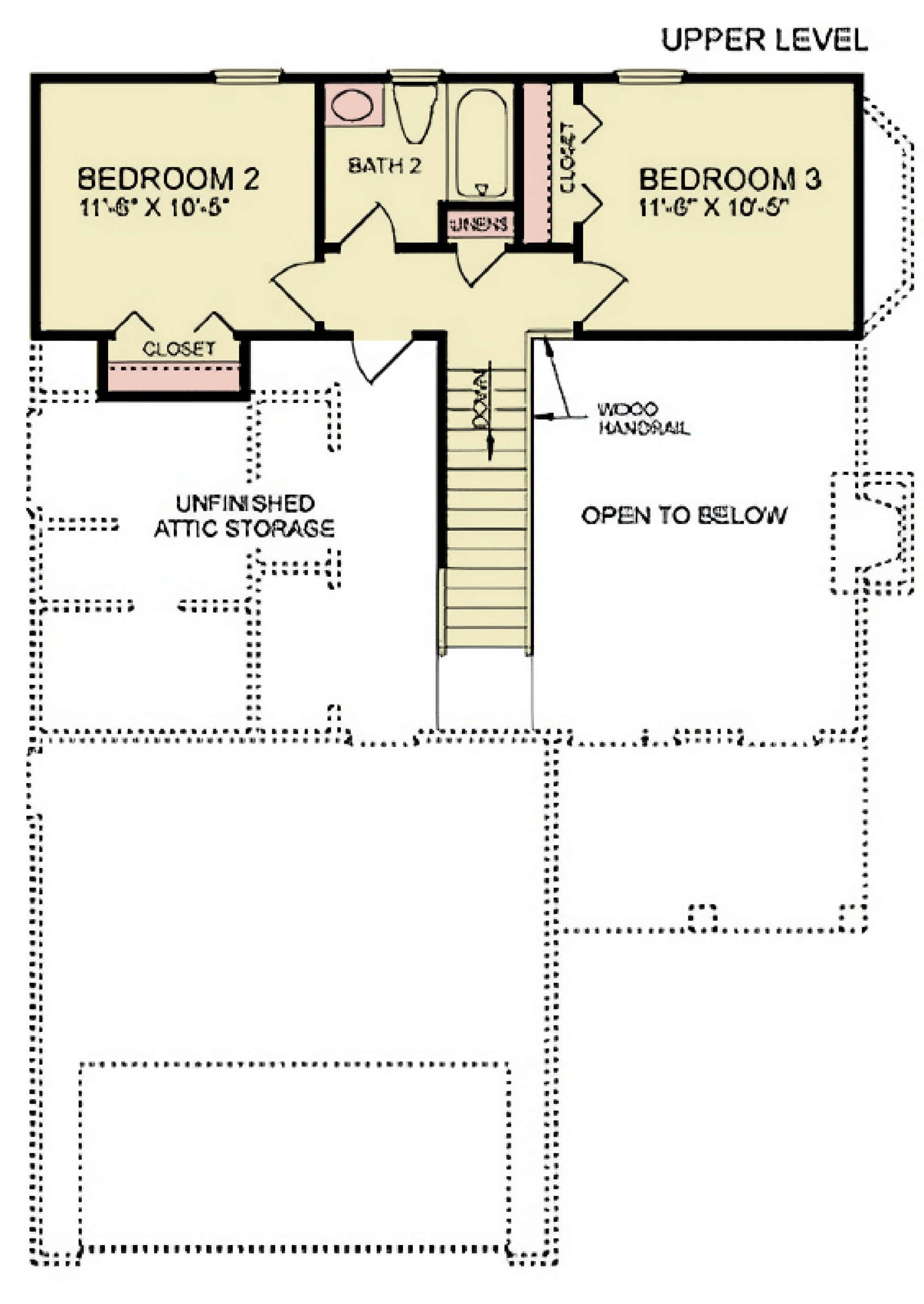Upper Level of Craftsman Plan #198-1286
