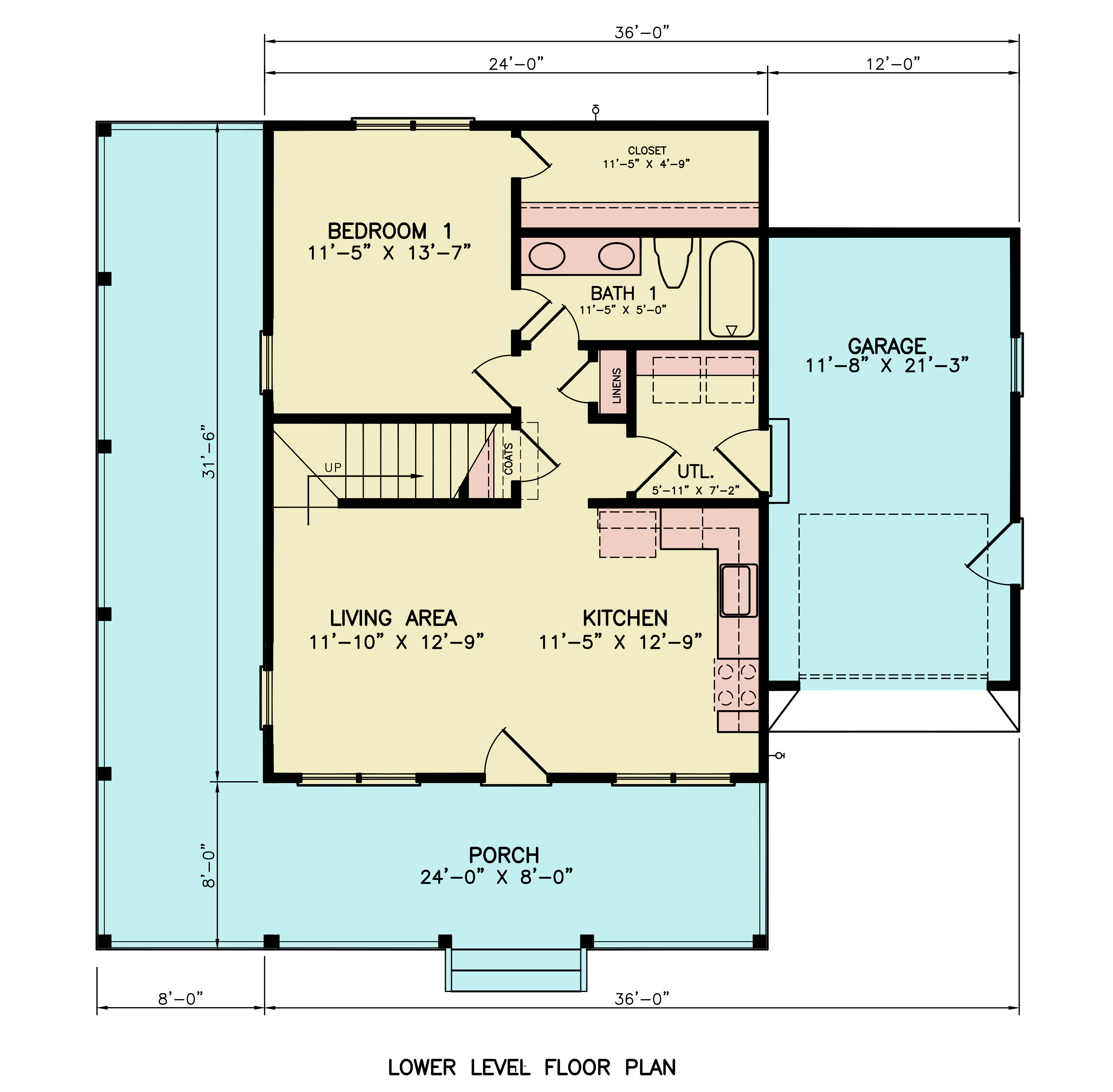 Main Level of 1 1/2 Story Plan #198-1288