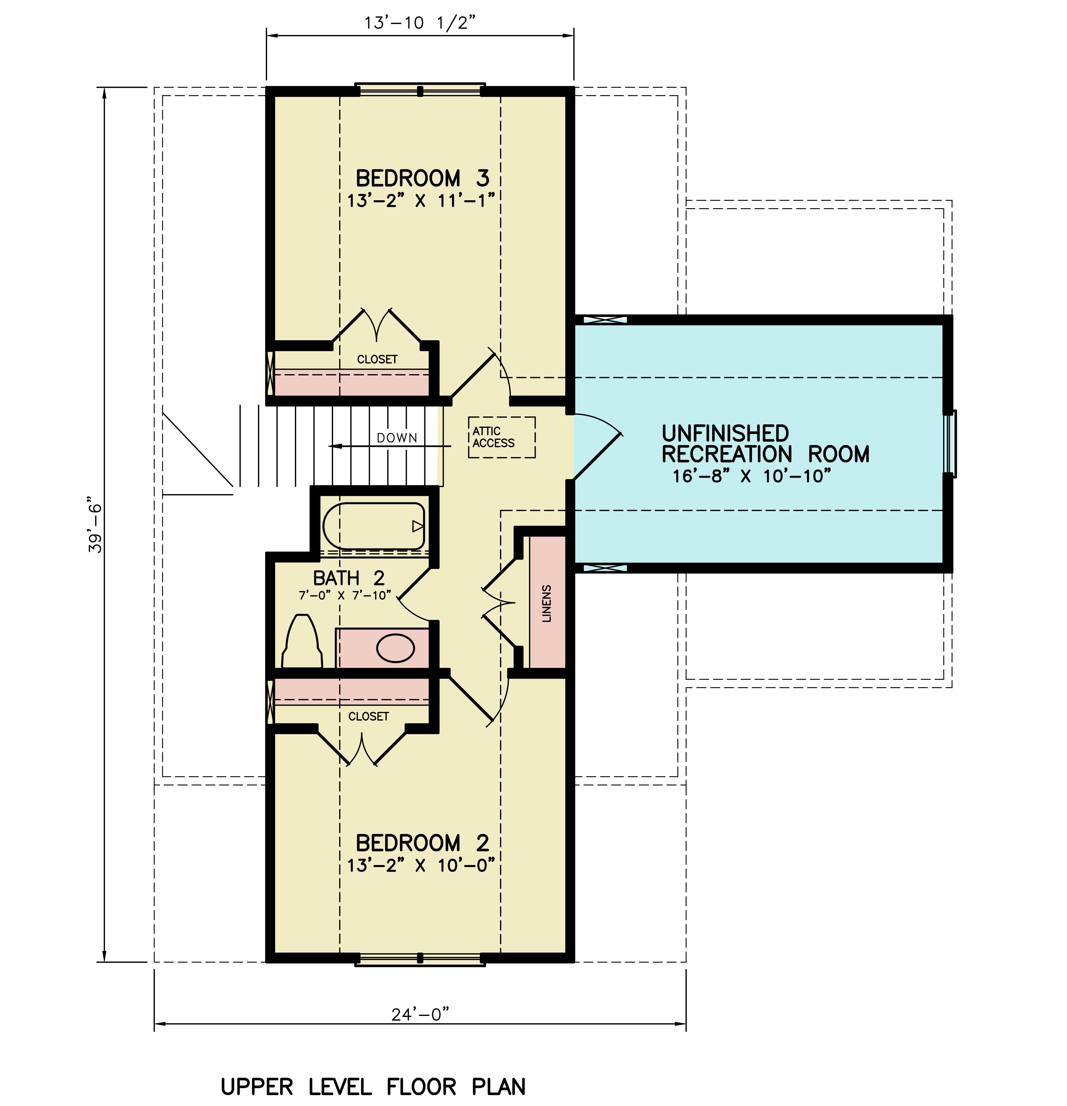 Upper Level of 1 1/2 Story Plan #198-1288