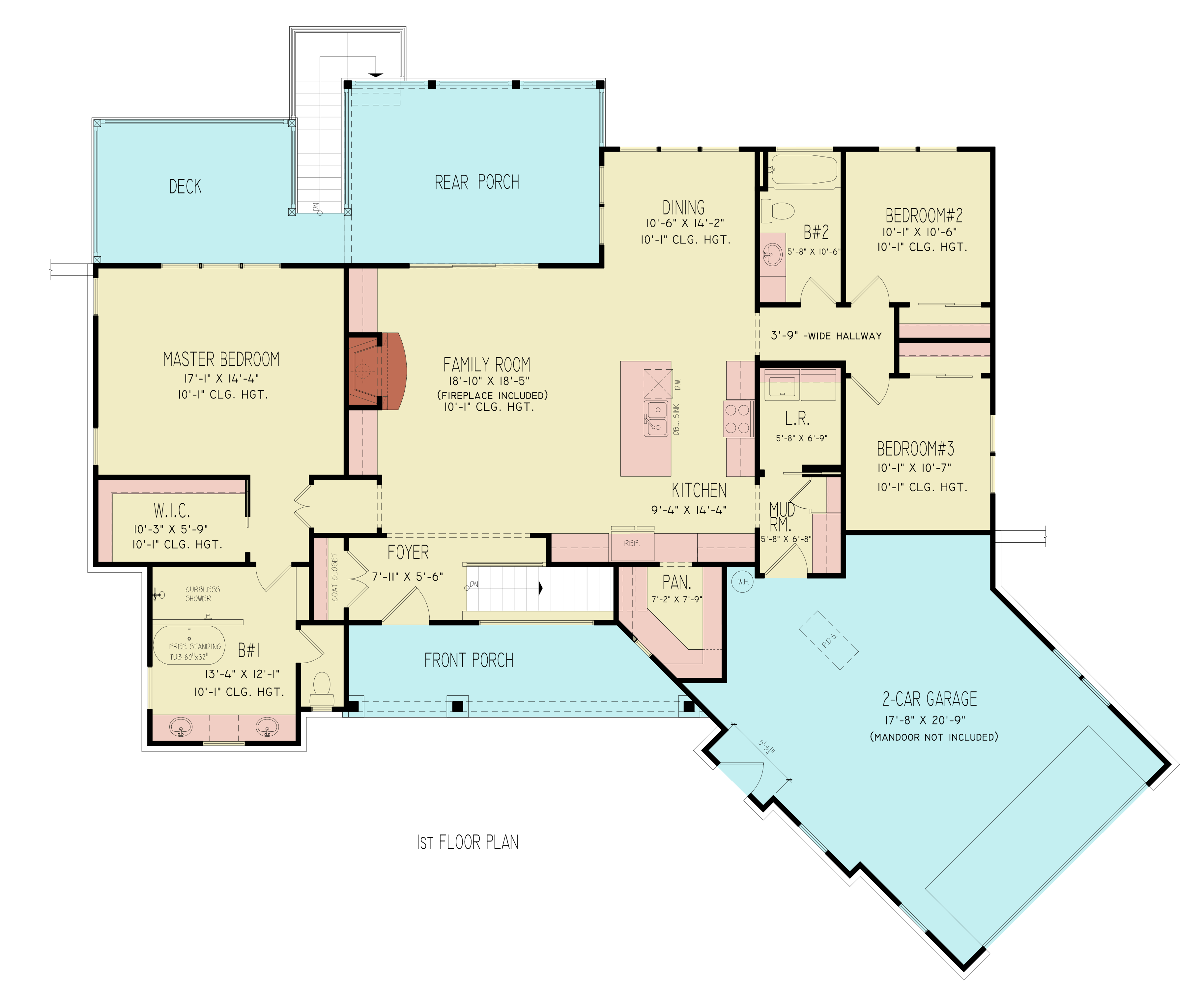 Main Level of Contemporary Plan #198-1289