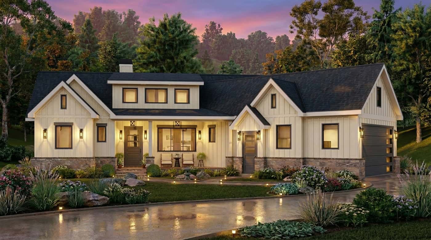 Home at Night of this 3-Bedroom,1809 Sq Ft Plan -198-1289
