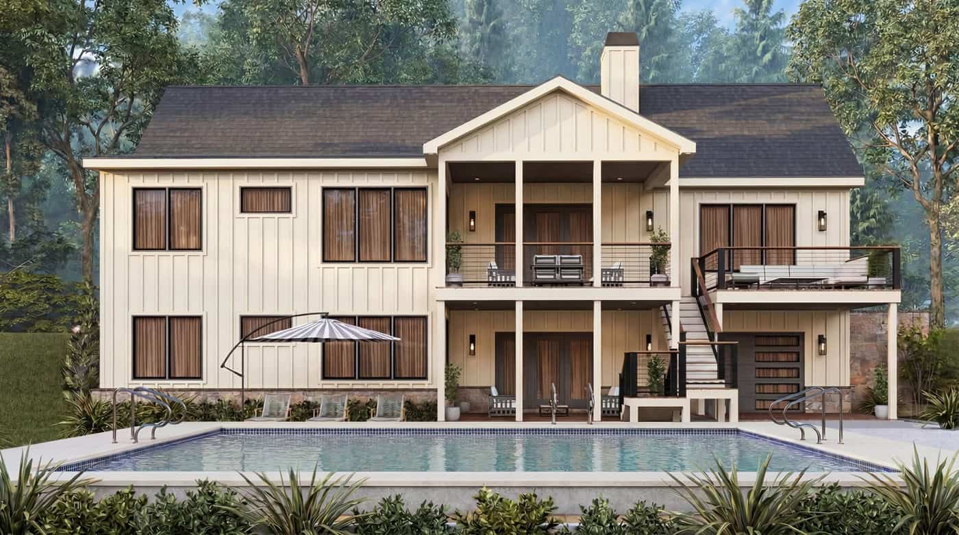Rear View of this 3-Bedroom,1809 Sq Ft Plan -198-1289