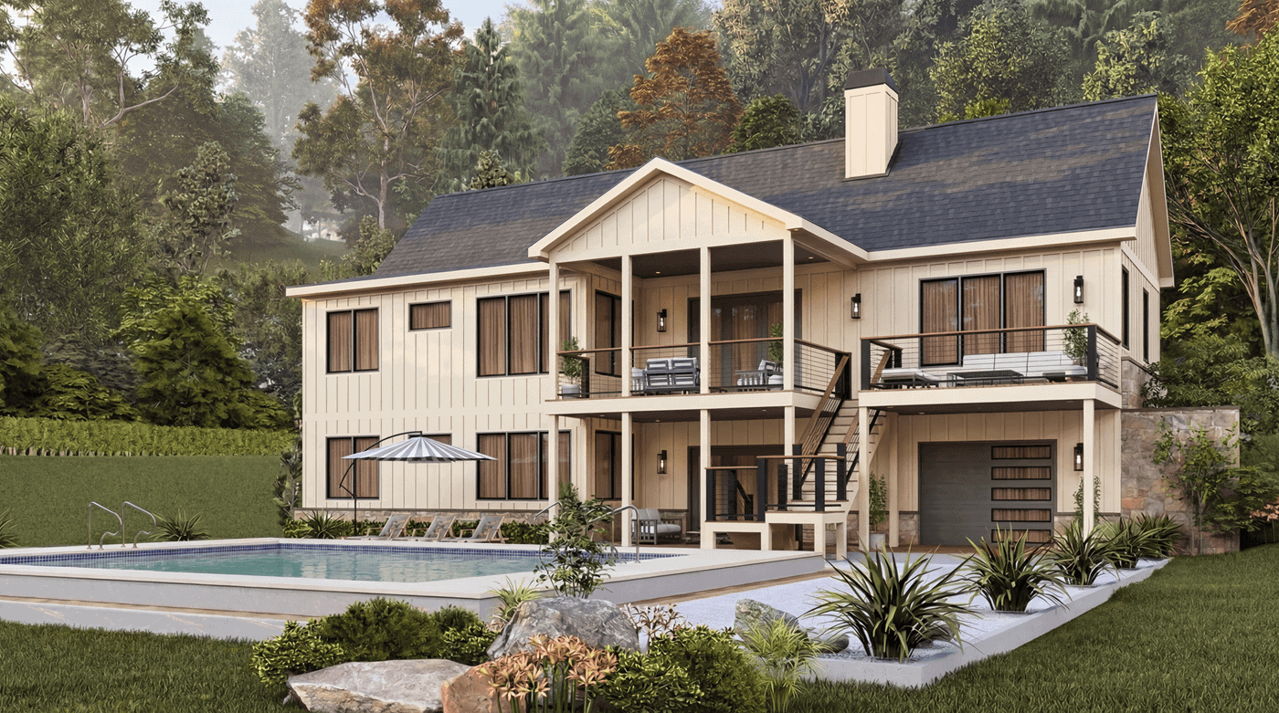 Rear View of this 3-Bedroom,1809 Sq Ft Plan -198-1289