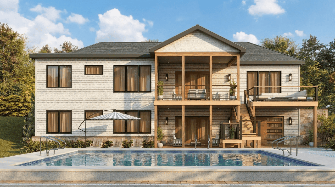 Rear View of this 3-Bedroom,1801 Sq Ft Plan -198-1290
