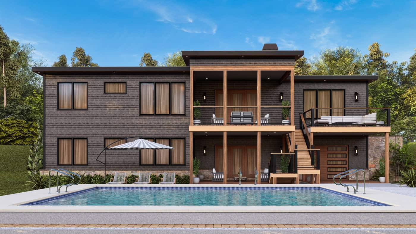 Home Plan Rear Elevation of this 3-Bedroom,1801 Sq Ft Plan -198-1291