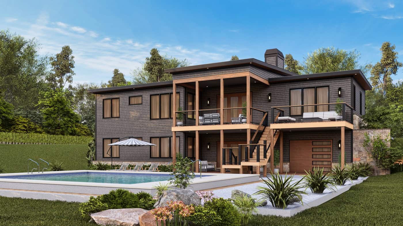 Rear View of this 3-Bedroom,1801 Sq Ft Plan -198-1291
