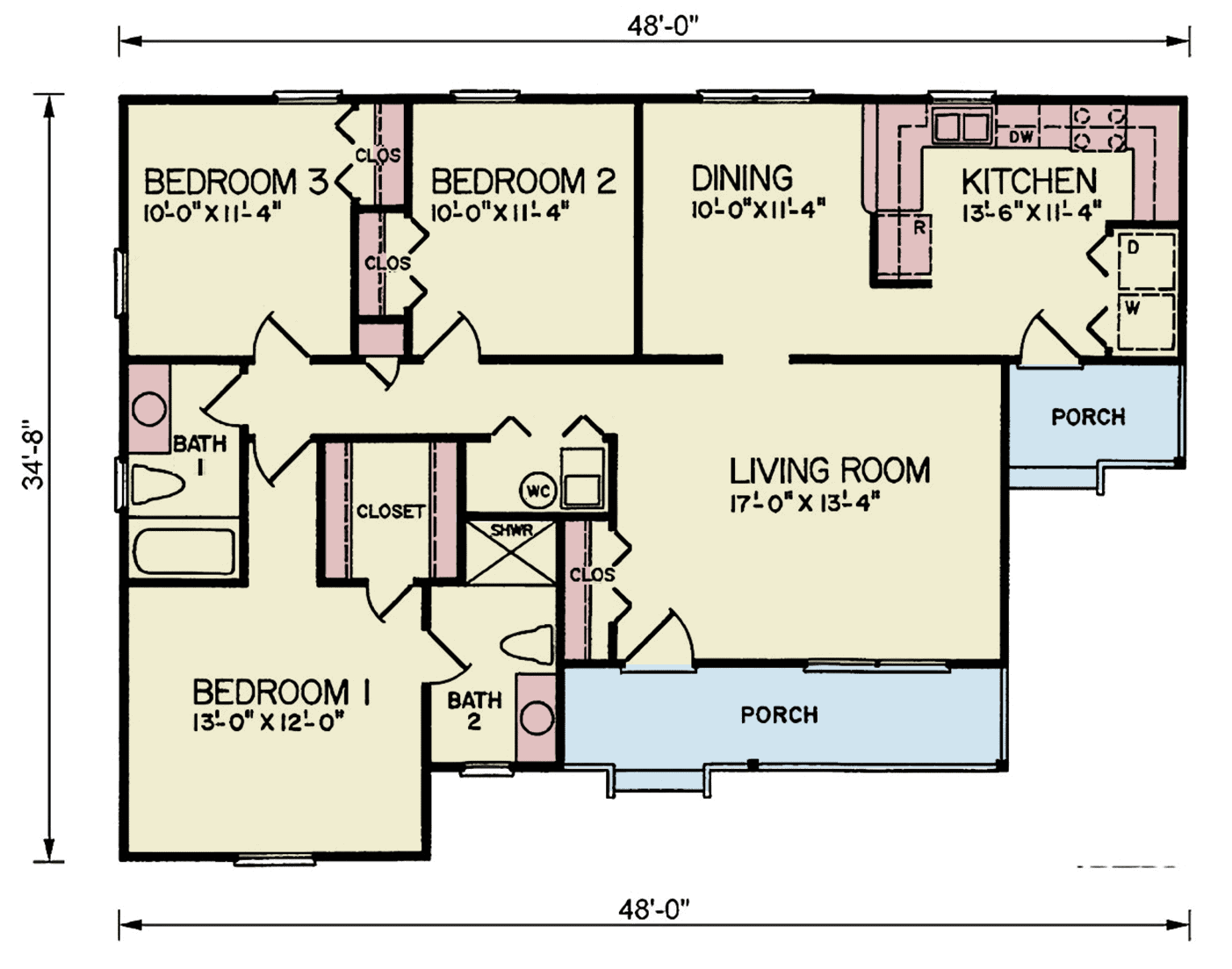 Main Level of Ranch Plan #198-1292