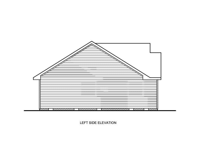 Home Plan Left Elevation of this 3-Bedroom,1287 Sq Ft Plan -198-1292