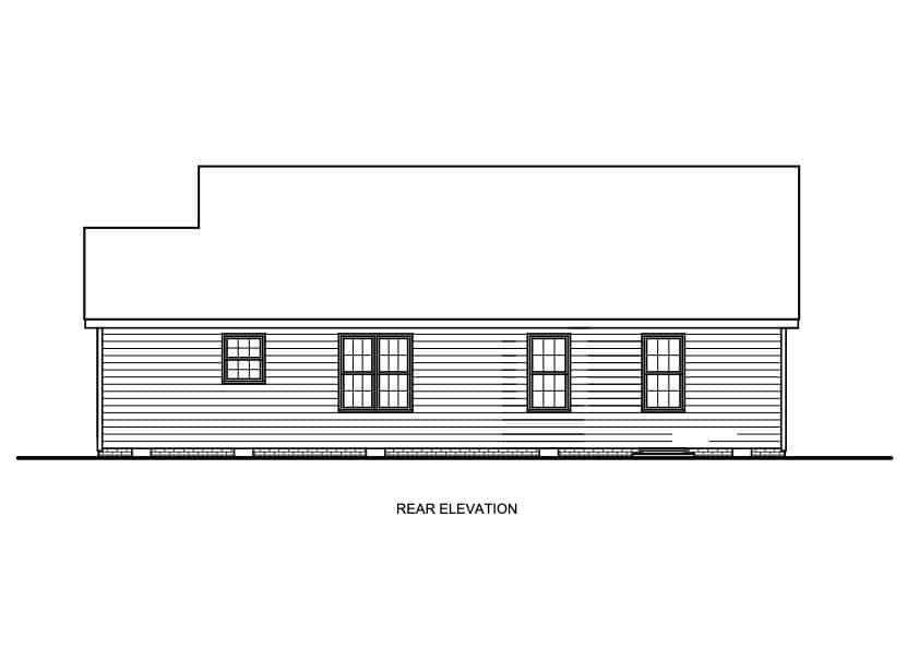 Home Plan Rear Elevation of this 3-Bedroom,1287 Sq Ft Plan -198-1292