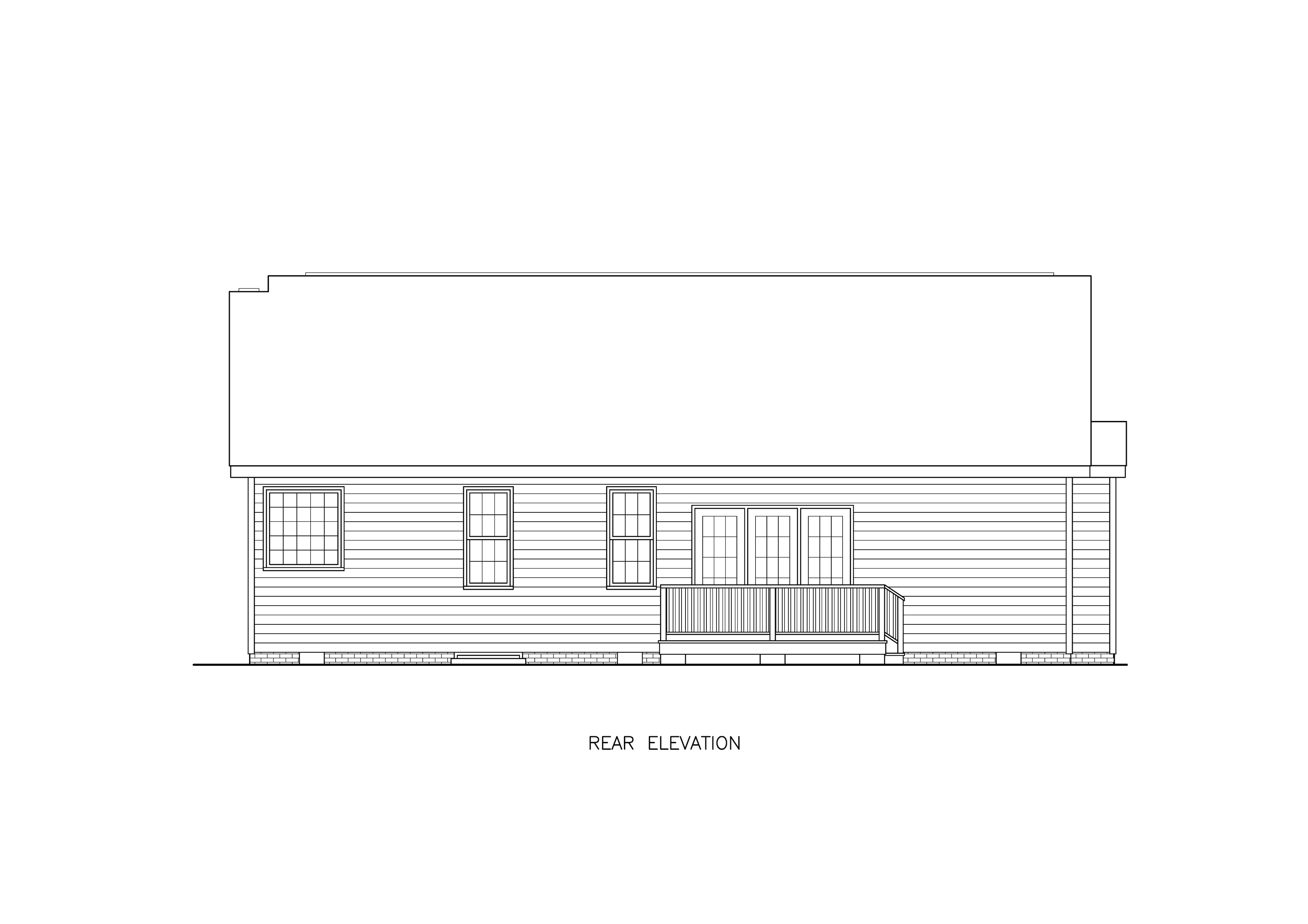 Home Plan Rear Elevation of this 3-Bedroom,1334 Sq Ft Plan -198-1293