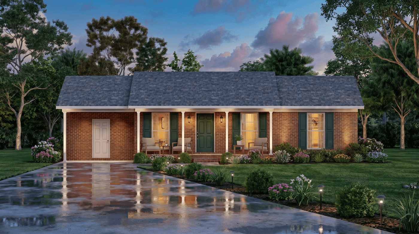 Front View of this 3-Bedroom,1020 Sq Ft Plan -198-1297