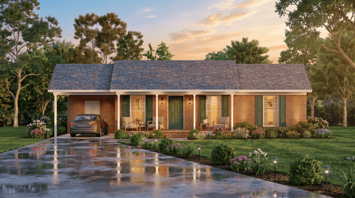 Front View of this 3-Bedroom,1020 Sq Ft Plan -198-1297