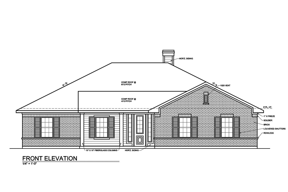 Home Plan Front Elevation of this 3-Bedroom,1649 Sq Ft Plan -199-1001