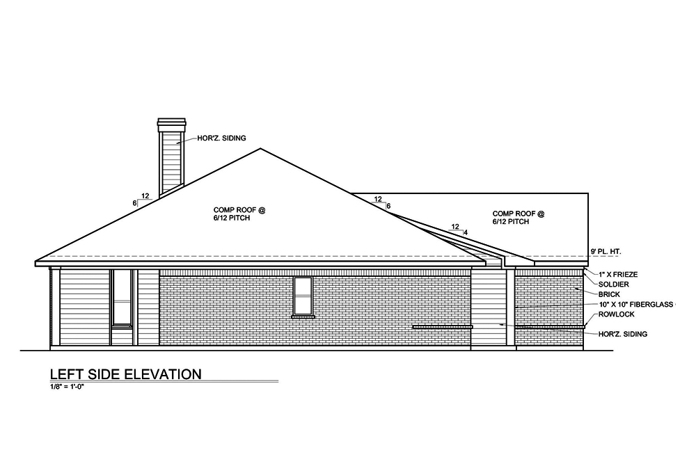 Home Plan Left Elevation of this 3-Bedroom,1649 Sq Ft Plan -199-1001