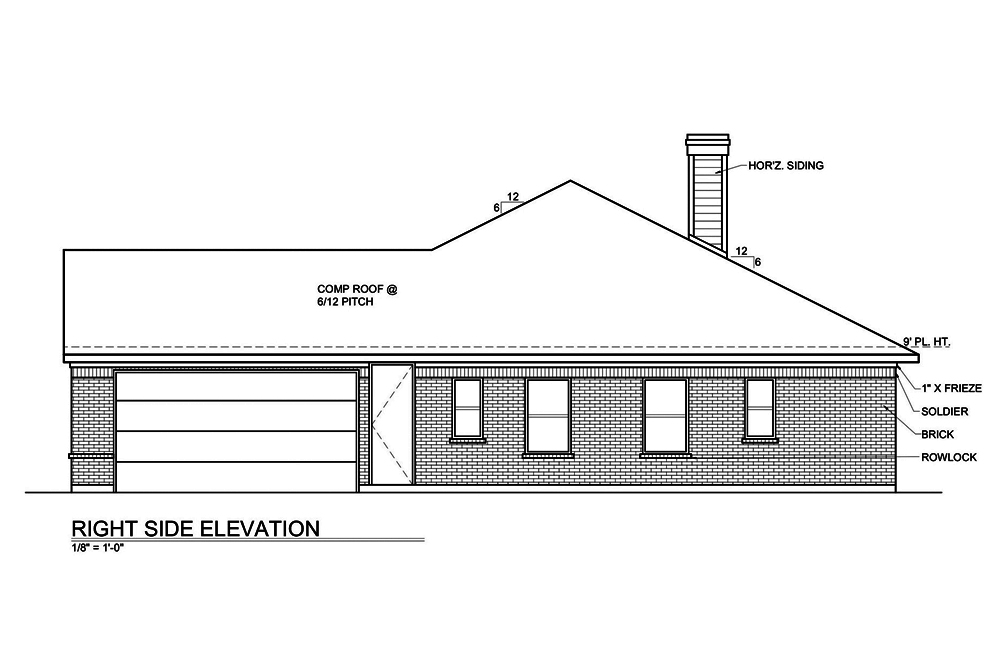 Home Plan Right Elevation of this 3-Bedroom,1649 Sq Ft Plan -199-1001