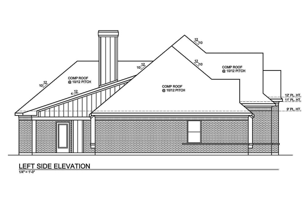 Home Plan Left Elevation of this 3-Bedroom,2549 Sq Ft Plan -199-1002