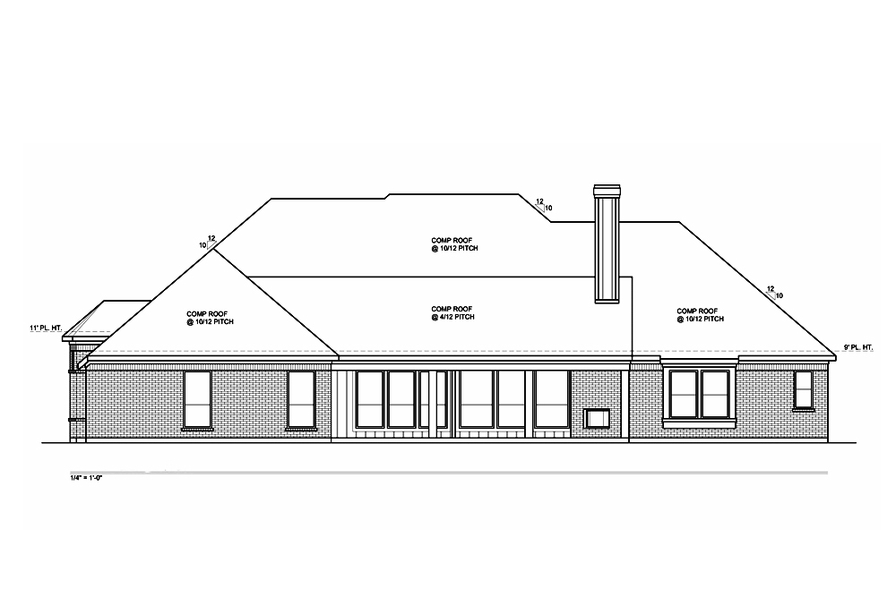 Home Plan Rear Elevation of this 3-Bedroom,2549 Sq Ft Plan -199-1002