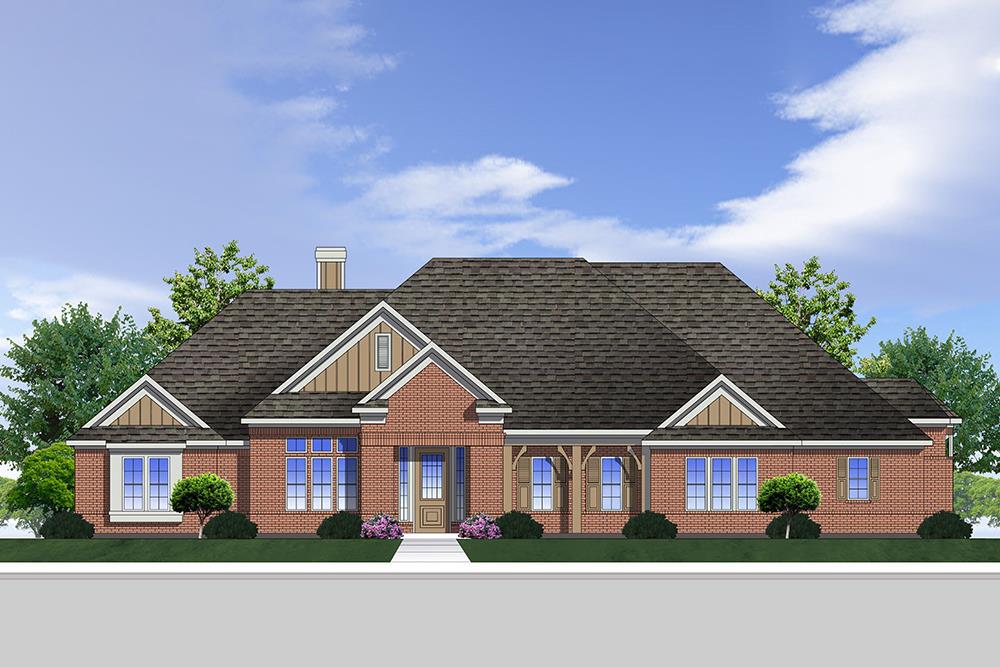 Front elevation of Traditional home plan (ThePlanCollection: House Plan #199-1002)