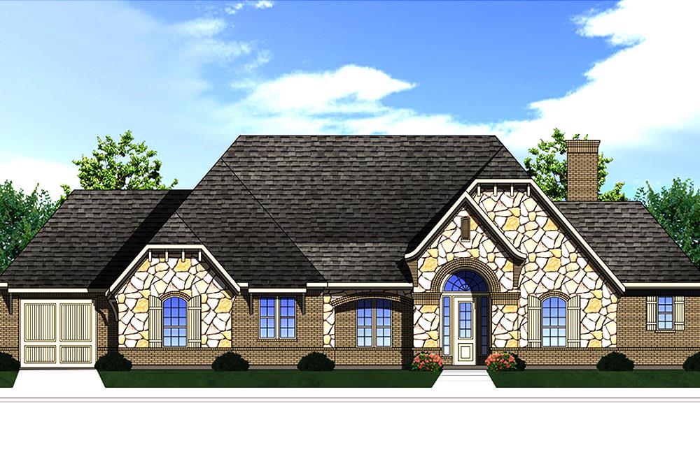 Front elevation of Traditional home plan  (ThePlanCollection: House Plan #199-1007)