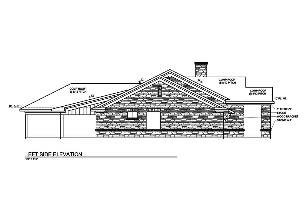 Home Plan Left Elevation of this 3-Bedroom,2111 Sq Ft Plan -199-1009