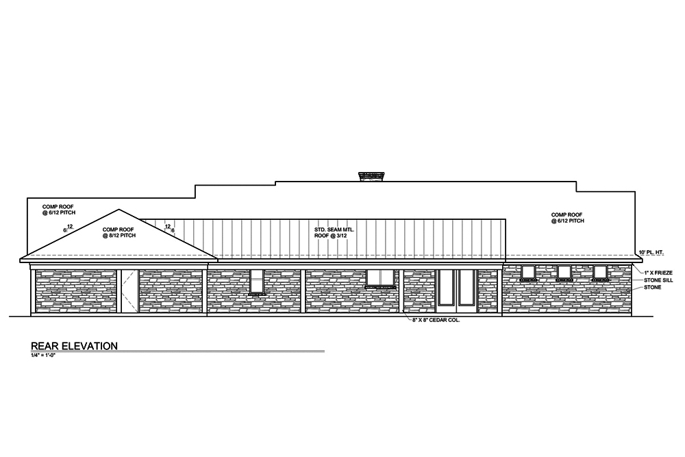 Home Plan Rear Elevation of this 3-Bedroom,2111 Sq Ft Plan -199-1009
