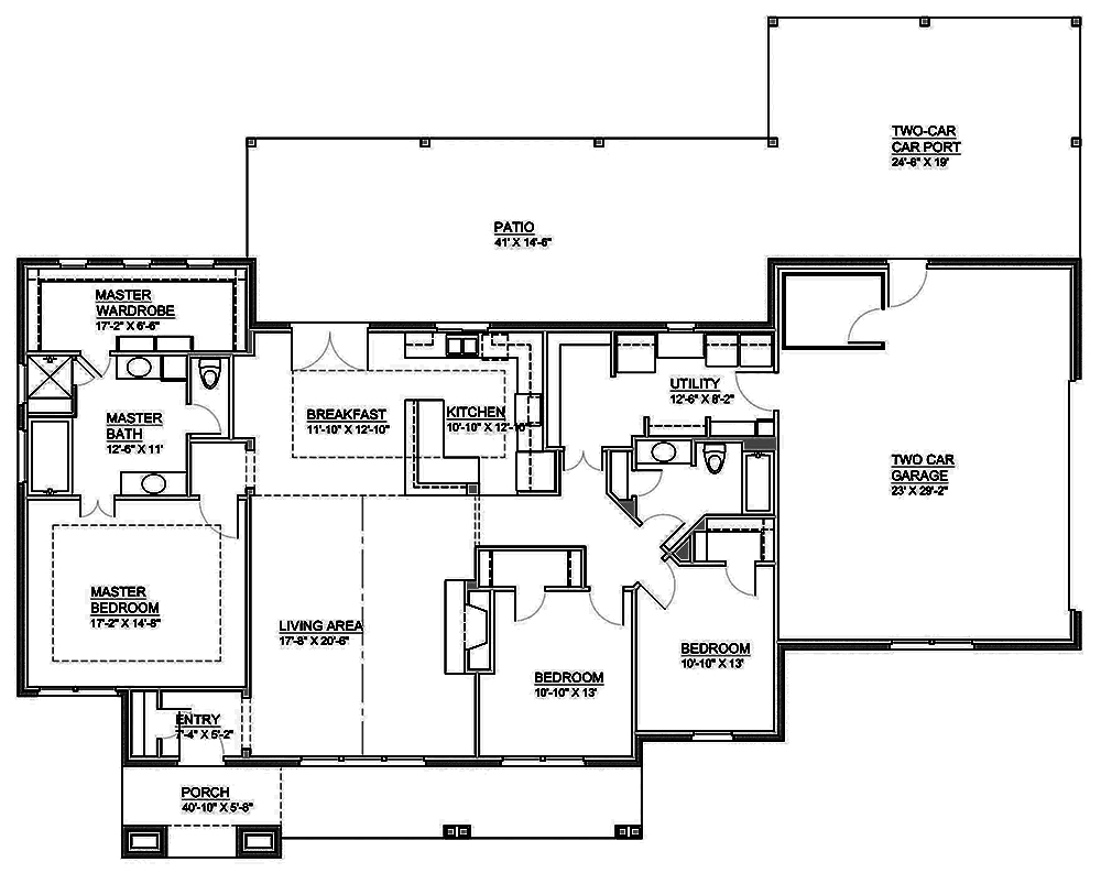 Floor Plan First Story of Traditional Plan #199-1009
