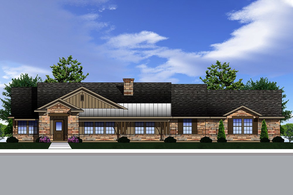 Front elevation of Traditional home plan (ThePlanCollection: House Plan #199-1009)