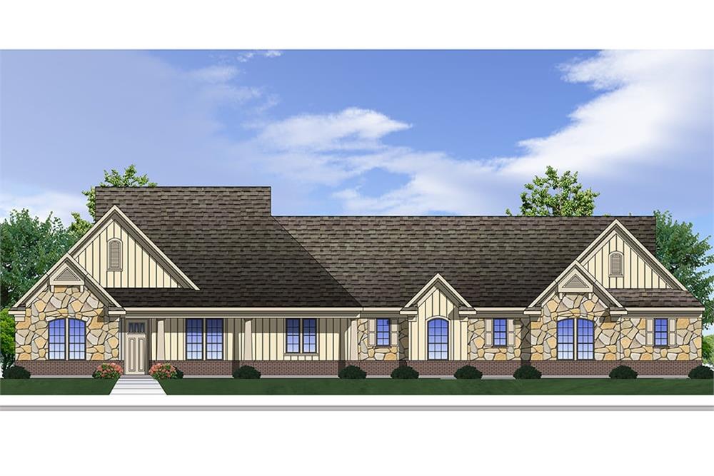 Front elevation of Traditional home plan (ThePlanCollection: House Plan #199-1012)