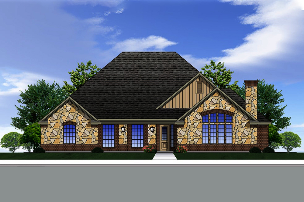 Front elevation of Traditional home plan (ThePlanCollection: House Plan #199-1013)