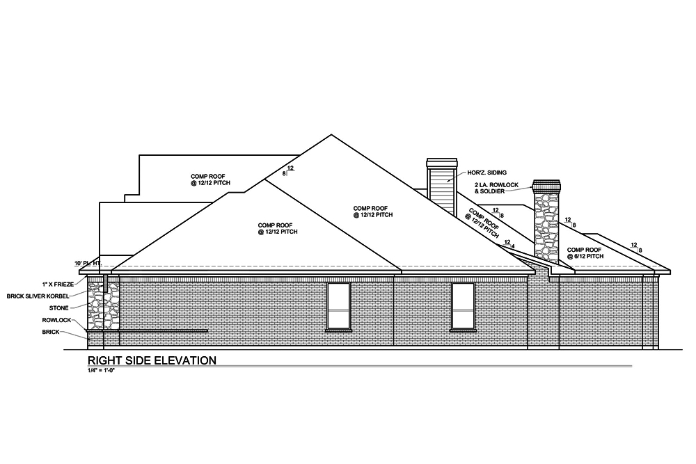 Home Plan Right Elevation of this 4-Bedroom,3180 Sq Ft Plan -199-1014