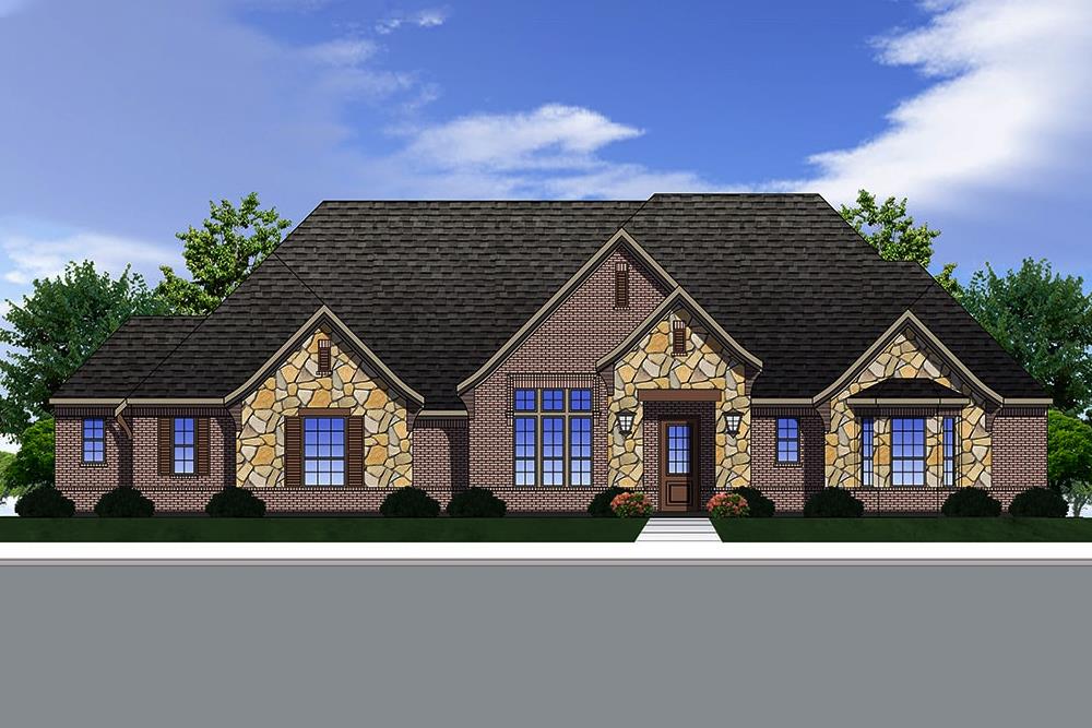 Front elevation of Traditional home plan (ThePlanCollection: House Plan #199-1014)