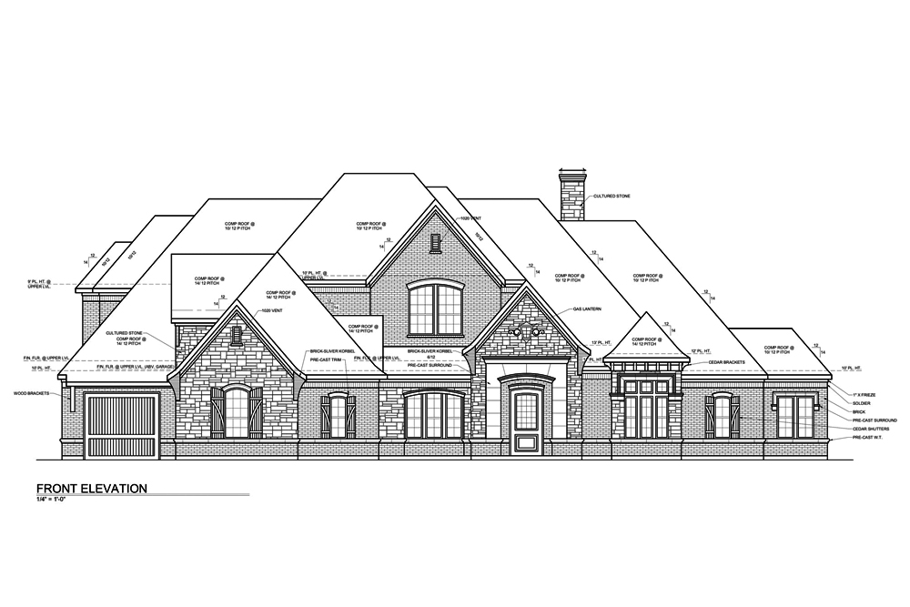 Home Plan Front Elevation of this 4-Bedroom,4190 Sq Ft Plan -199-1015