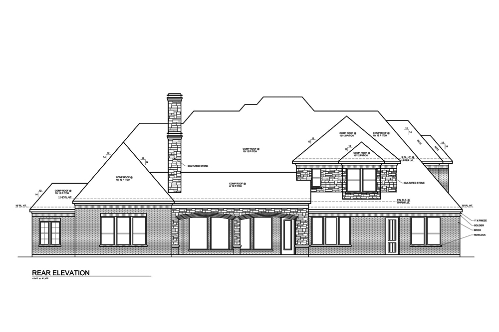 Home Plan Rear Elevation of this 4-Bedroom,4190 Sq Ft Plan -199-1015