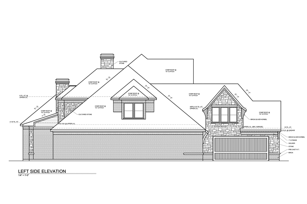 Home Plan Left Elevation of this 4-Bedroom,4190 Sq Ft Plan -199-1015