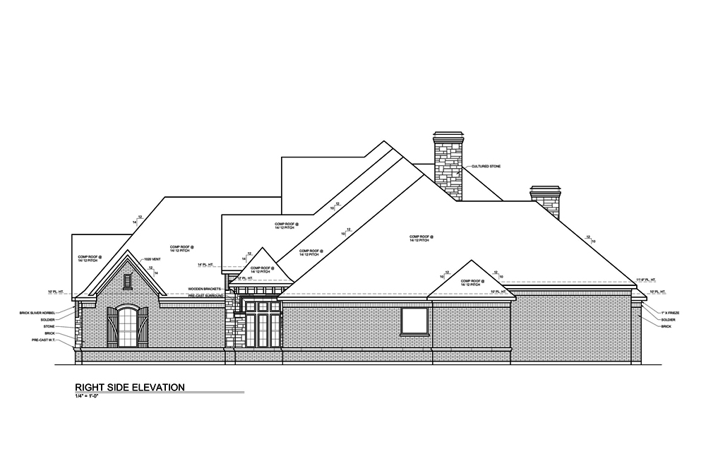 Home Plan Right Elevation of this 4-Bedroom,4190 Sq Ft Plan -199-1015