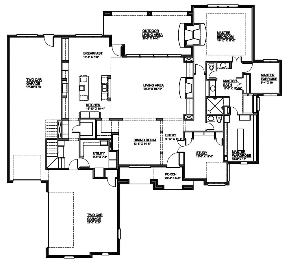 Floor Plan First Story of Luxury Plan #199-1015