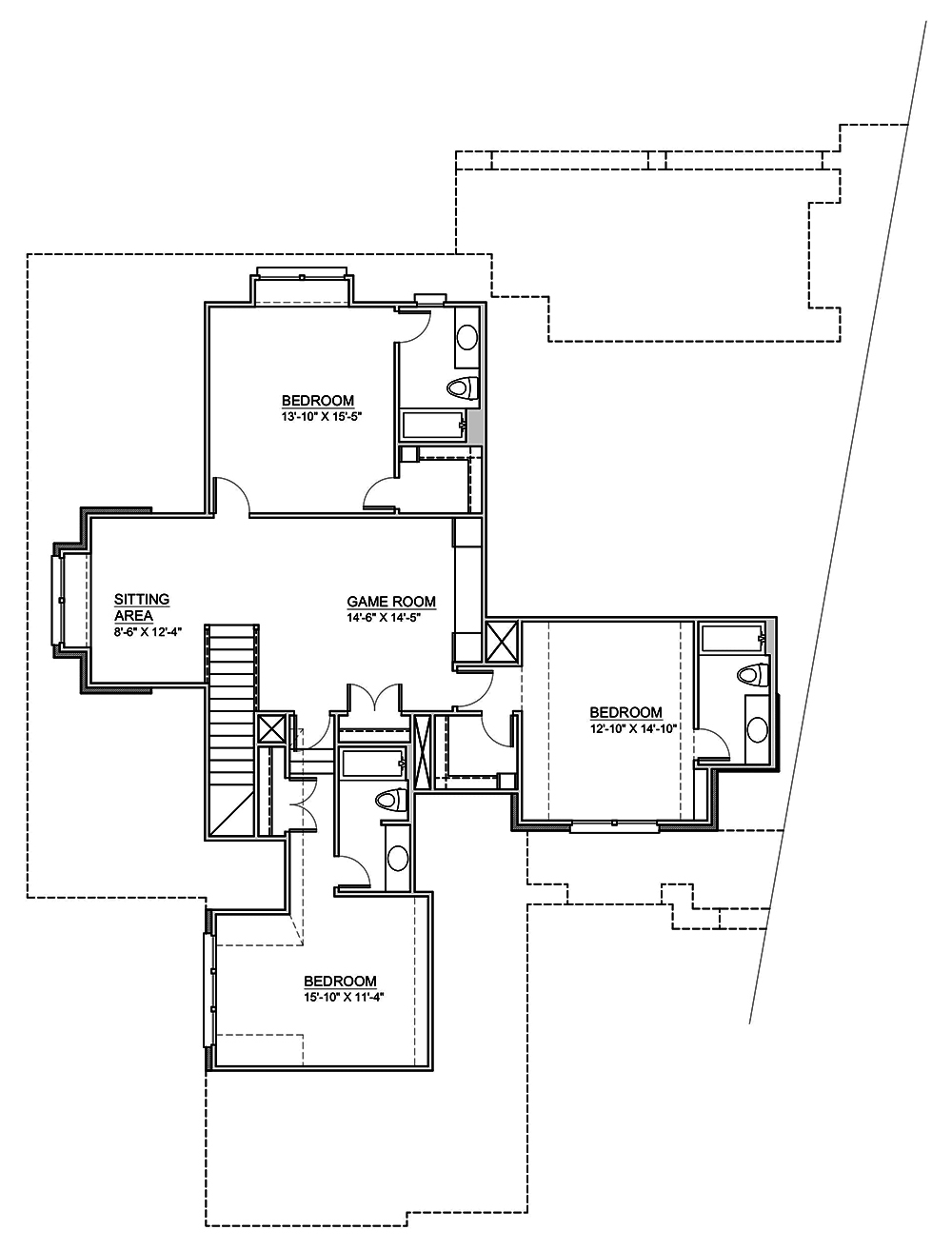 Floor Plan Second Story of Luxury Plan #199-1015