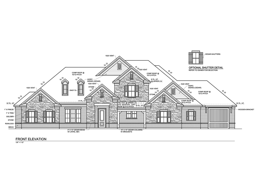 Home Plan Front Elevation of this 4-Bedroom,3322 Sq Ft Plan -199-1017