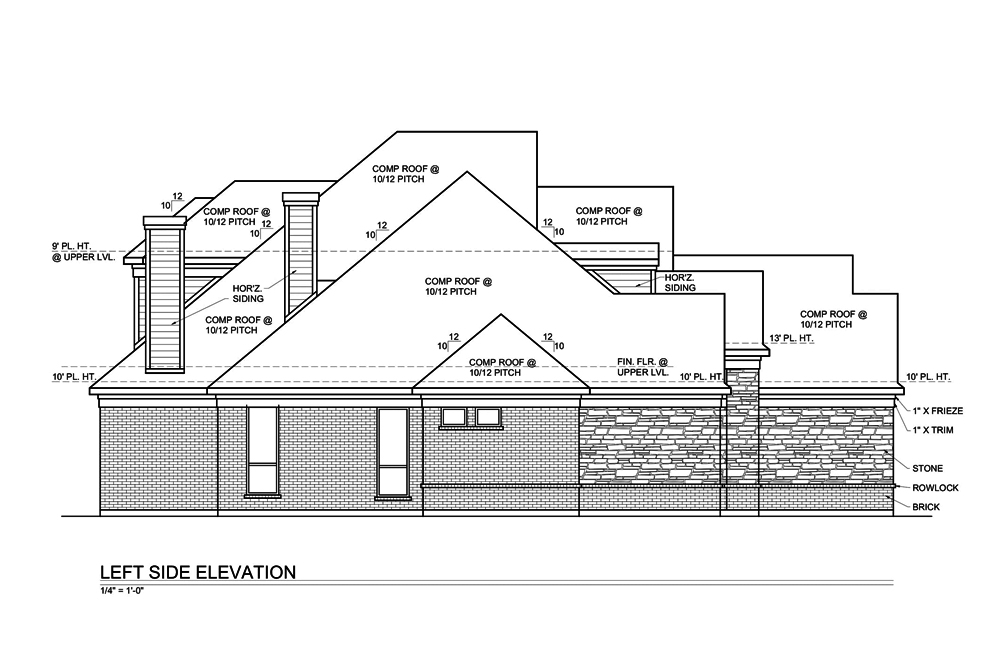 Home Plan Left Elevation of this 4-Bedroom,3322 Sq Ft Plan -199-1017
