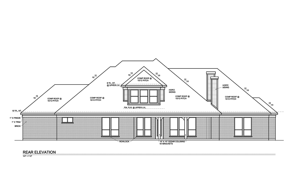 Home Plan Rear Elevation of this 4-Bedroom,3322 Sq Ft Plan -199-1017
