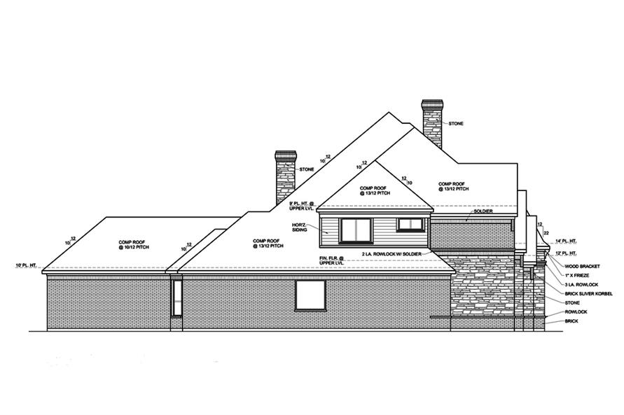 Home Plan Left Elevation of this 4-Bedroom,3578 Sq Ft Plan -199-1018