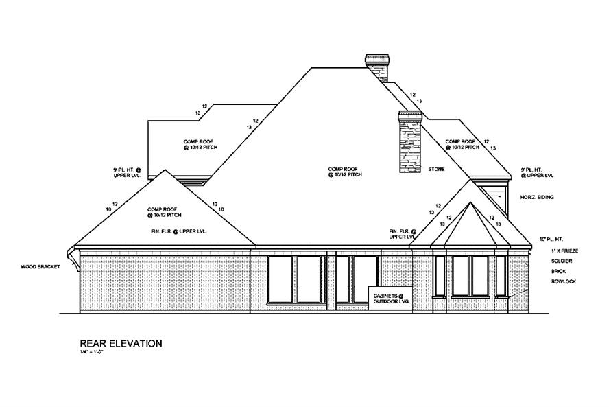 Home Plan Rear Elevation of this 4-Bedroom,3578 Sq Ft Plan -199-1018