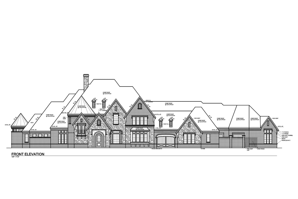 Home Plan Front Elevation of this 4-Bedroom,6176 Sq Ft Plan -199-1022