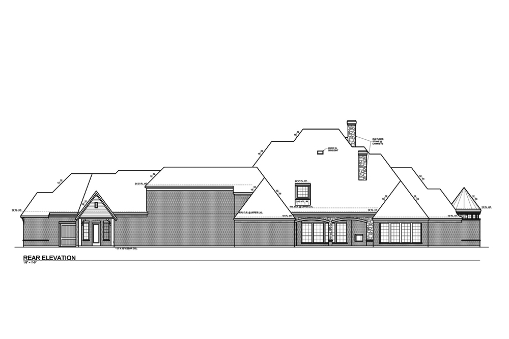 Home Plan Rear Elevation of this 4-Bedroom,6176 Sq Ft Plan -199-1022