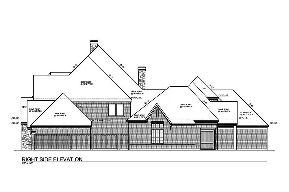 Home Plan Right Elevation of this 4-Bedroom,6176 Sq Ft Plan -199-1022